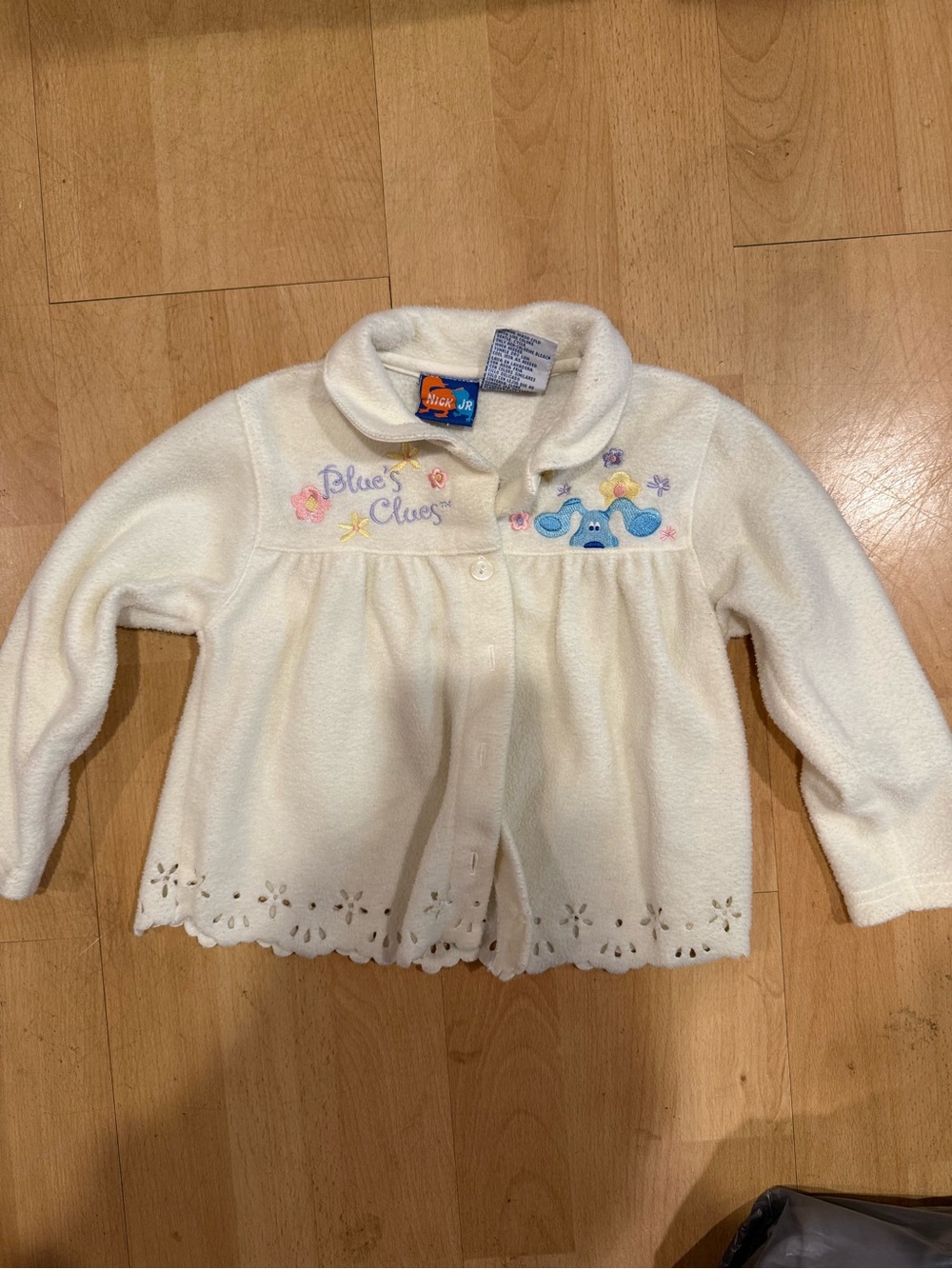Blue's Clues Cream Embroidered Fleece Jacket (Vintage/Y2K 2002)